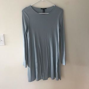 Ribbed Baby Blue Long Sleeve T-shirt Dress